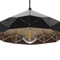 Lampada da Soffitto in Metallo Nero 112 cm Sospensione Saldata Geometrica Paralume Industriale