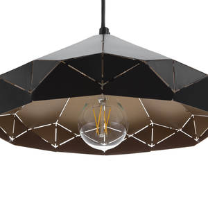 Lampada da Soffitto in Metallo Nero 112 cm Sospensione Saldata Geometrica Paralume Industriale