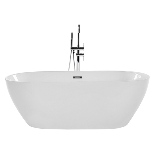Bagno bianco con argento sanitario acrilico singolo 150 x 75 cm autoportante moderno