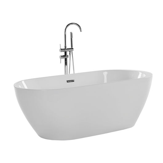 Bagno bianco con argento sanitario acrilico singolo 150 x 75 cm autoportante moderno