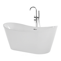 Bagno bianco con argento sanitario acrilico singolo 150 x 75 cm autoportante moderno