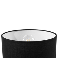 Set di 2 Lampade da Tavolo in Metallo Nero 40H cm Base Treppiede in Legno Paralume in Tessuto Nero Moderne