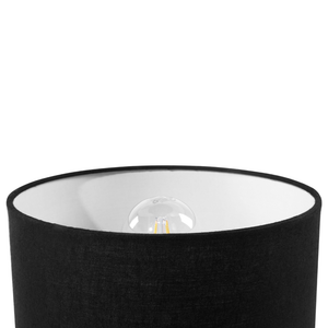 Set di 2 Lampade da Tavolo in Metallo Nero 40H cm Base Treppiede in Legno Paralume in Tessuto Nero Moderne