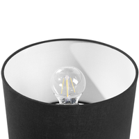 Set di 2 Lampade da Tavolo in Metallo Nero 40H cm Base Treppiede in Legno Paralume in Tessuto Nero Moderne