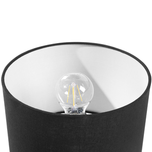 Set di 2 Lampade da Tavolo in Metallo Nero 40H cm Base Treppiede in Legno Paralume in Tessuto Nero Moderne