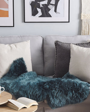 Tappeto in pelle in pelle di pecora verde scuro soffice copriletto 65 x 110 cm soggiorno camera da letto