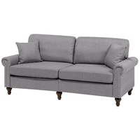 Divano a 3 posti in tessuto grigio stile Chesterfield con schienale basso