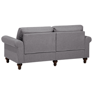 Divano a 3 posti in tessuto grigio stile Chesterfield con schienale basso