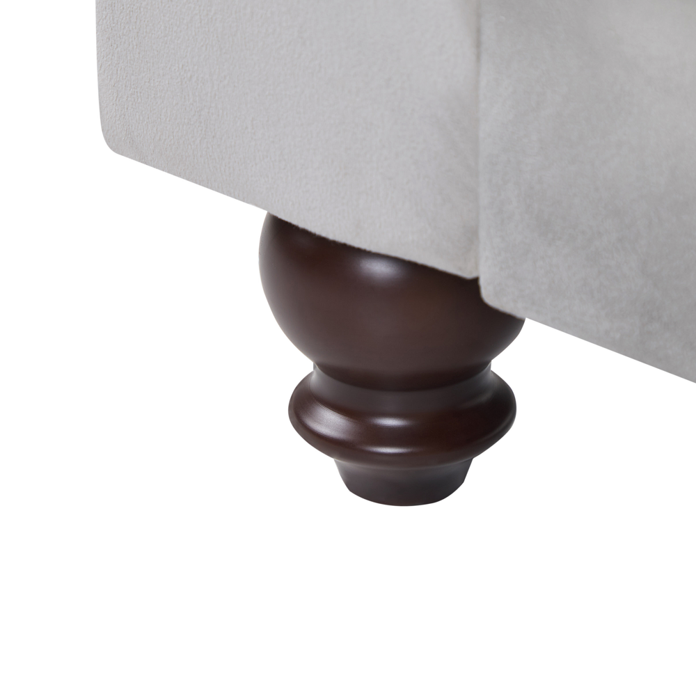 Chaise longue Velluto Grigio Imbottitura Sinistra Biscotto Gambe Nere Design Moderno