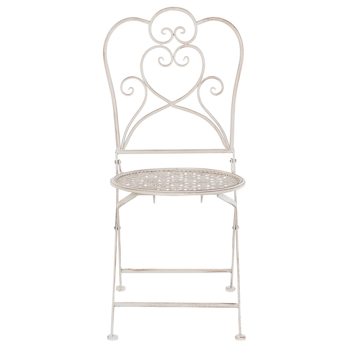 Set di 2 sedie da bistrò da giardino in ferro beige chic francese