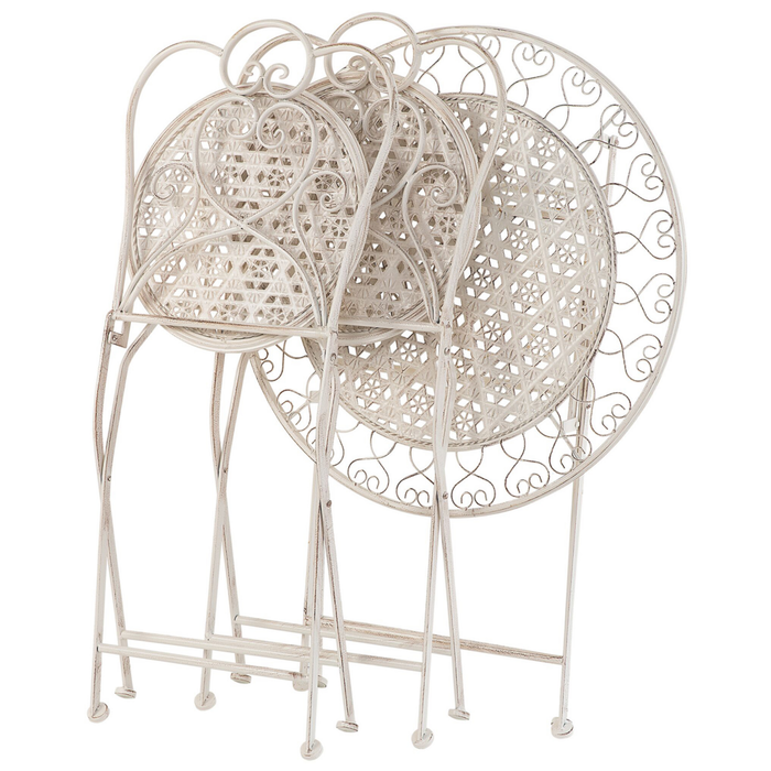 Set di 2 sedie da bistrò da giardino in ferro beige chic francese