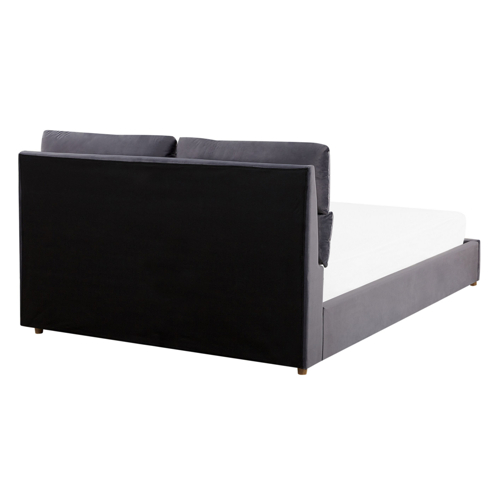 Letto matrimoniale con contenitore velluto grigio 140 x 200 cm