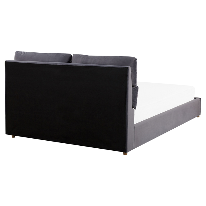 Letto matrimoniale con contenitore velluto grigio 160 x 200 cm