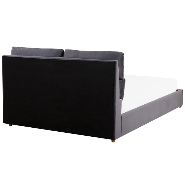 Letto matrimoniale con contenitore velluto grigio 180 x 200 cm