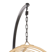 Sedia sospesa poltrona pensile in rattan beige con struttura in metallo a forma di uovo per interni ed esterni Boho