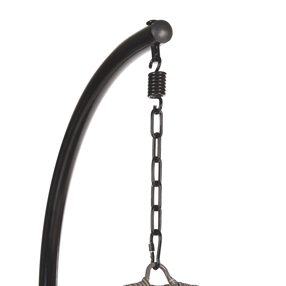 Sedia sospesa poltrona pensile con struttura in metallo rattan grigio per interni ed esterni a forma di uovo Boho