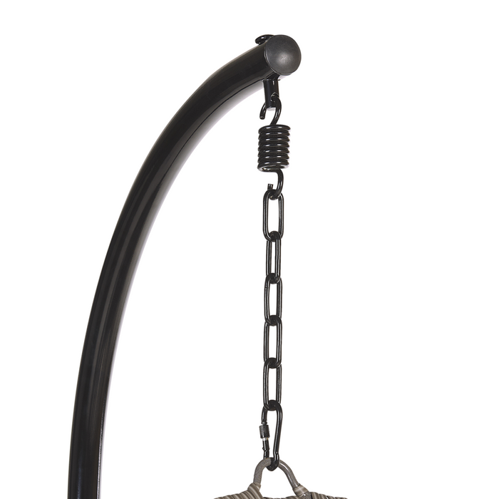 Sedia sospesa poltrona pensile con struttura in metallo rattan grigio per interni ed esterni a forma di uovo Boho