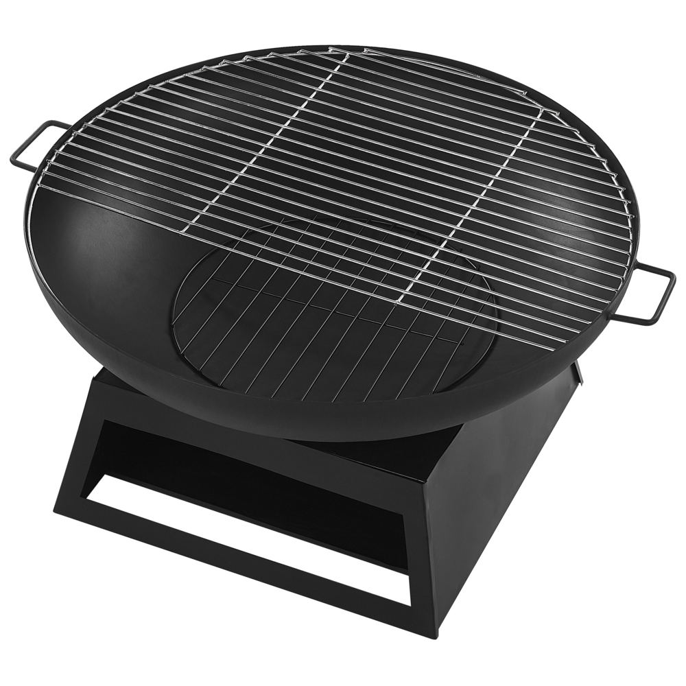 Braciere da esterno con base in acciaio Nero tondo per barbecue da giardino a carbonella