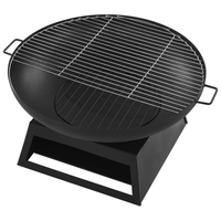 Braciere da esterno con base in acciaio Nero tondo per barbecue da giardino a carbonella