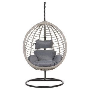 Sedia sospesa poltrona pensile in rattan Nero con struttura in metallo per interni ed esterni a forma di uovo moderna Boho