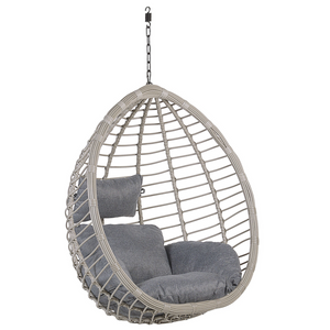 Sedia sospesa poltrona pensile in rattan Nero con struttura in metallo per interni ed esterni a forma di uovo moderna Boho