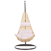 Sedia sospesa poltrona pensile in rattan beige PE altalena a forma di uovo in vimini rustico Boho