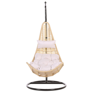 Sedia sospesa poltrona pensile in rattan beige PE altalena a forma di uovo in vimini rustico Boho