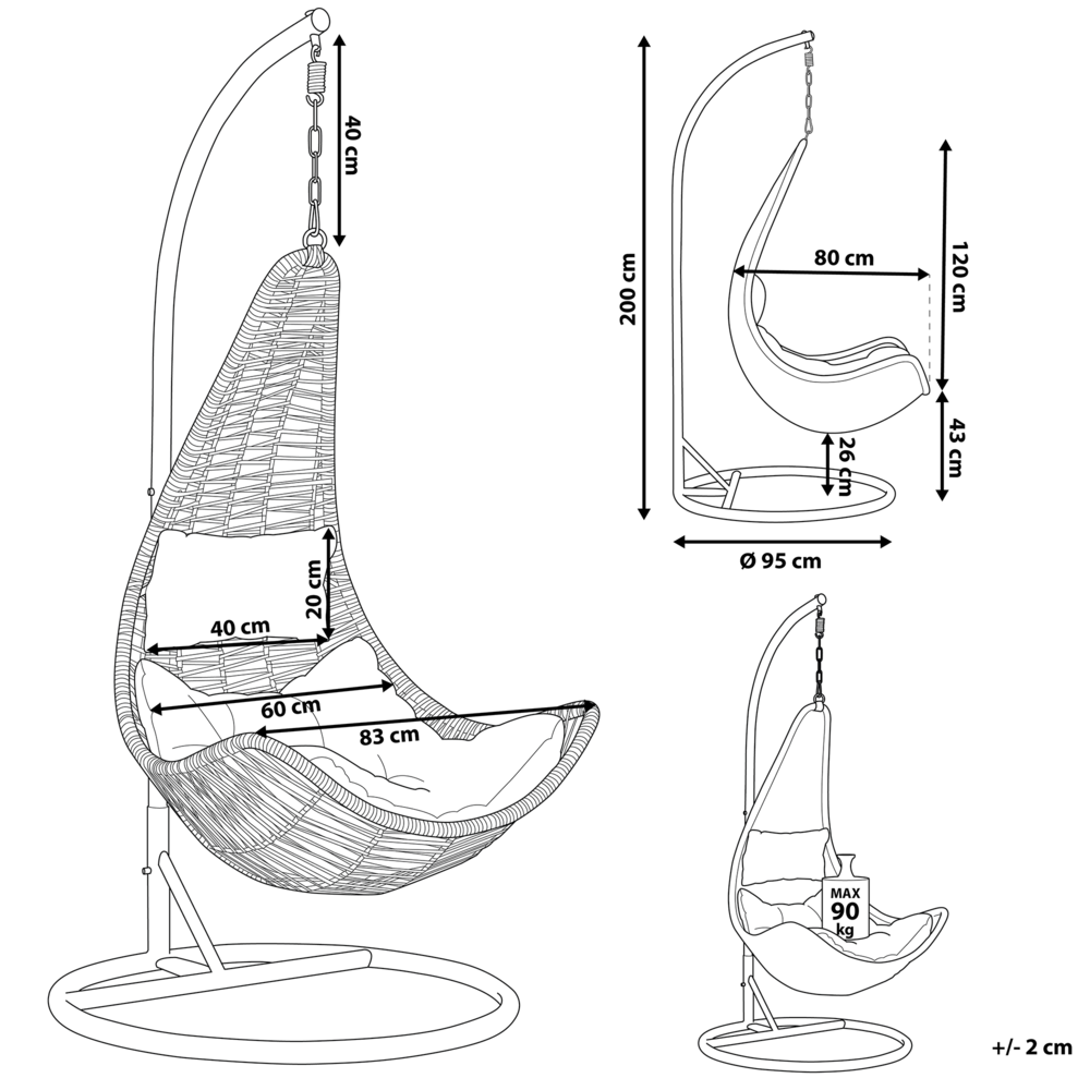 Sedia sospesa poltrona pensile in rattan beige PE altalena a forma di uovo in vimini rustico Boho