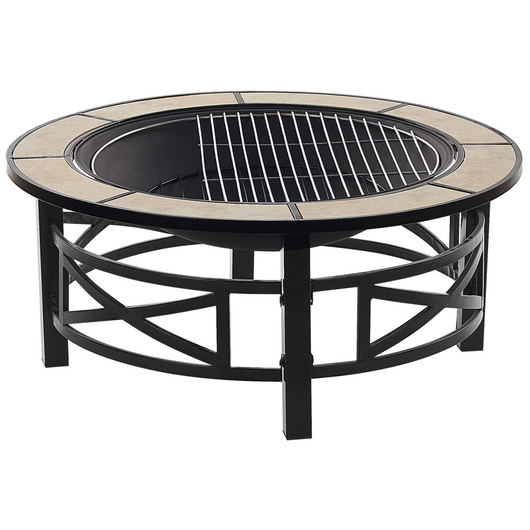 Braciere da esterno Nero con base rotonda in ceramica beige accessori barbecue da giardino