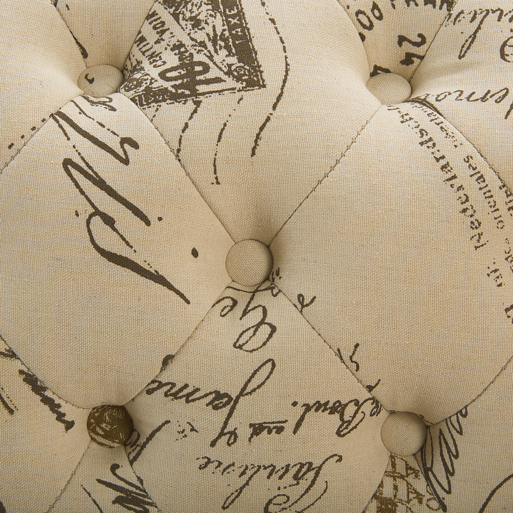 Chaise longue Beige a versione sinistra in tessuto di poliestere con bottoni a testa di chiodo con stampa di timbri