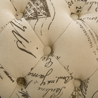 Chaise longue Beige a versione sinistra in tessuto di poliestere con bottoni a testa di chiodo con stampa di timbri