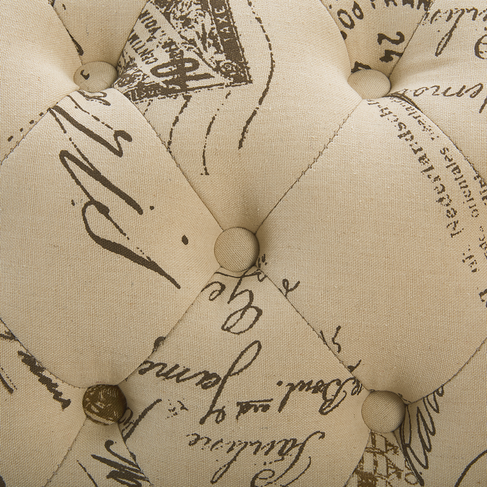 Chaise longue Beige a versione sinistra in tessuto di poliestere con bottoni a testa di chiodo con stampa di timbri