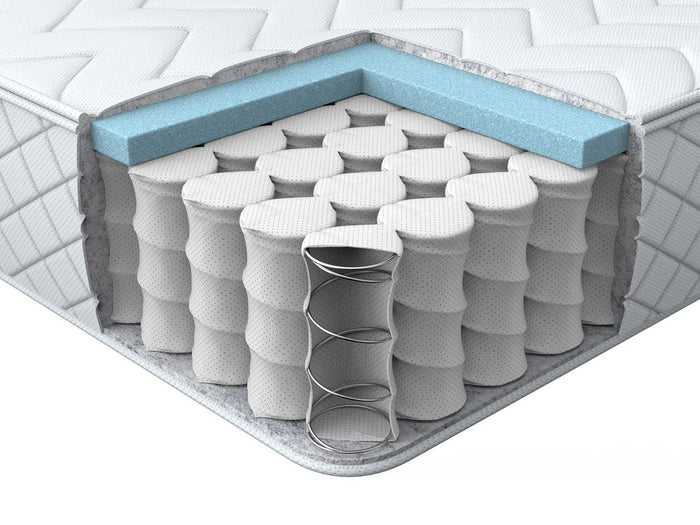 Materasso a molle insacchettate bianco rigido 90 x 200 cm in poliestere con memory foam di raffreddamento con cerniera