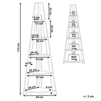 Libreria a 4 ripiani in legno scuro con espositore ad angolo per scaffale bianco