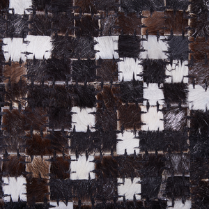 Tappeto tappetino Marrone con Pelle Argento 160 x 230 cm Patchwork Rustico