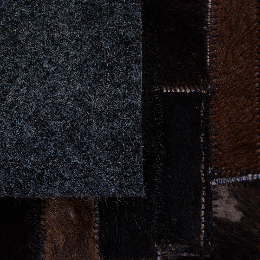 Tappeto in pelle marrone con spago di lana 160 x 230 cm patchwork rustico