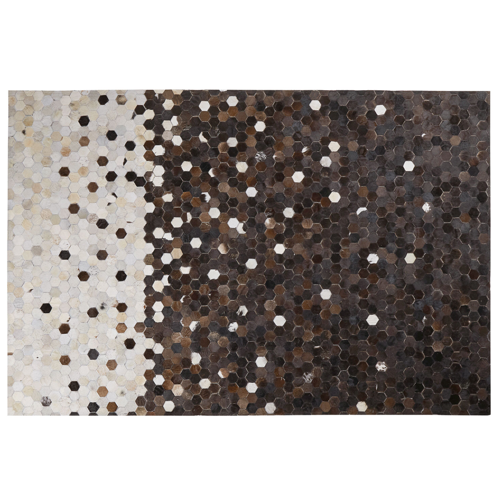 Tappeto tappetino Marrone con Pelle Beige 160 x 230 cm Patchwork Rustico