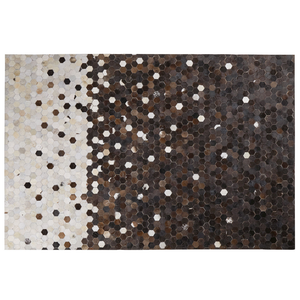 Tappeto tappetino Marrone con Pelle Beige 160 x 230 cm Patchwork Rustico