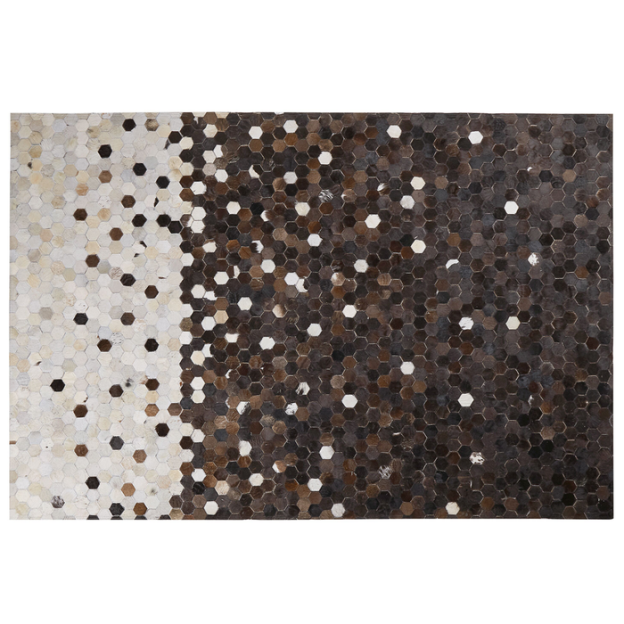 Tappeto tappetino Marrone con Pelle Beige 160 x 230 cm Patchwork Rustico