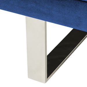 Divano Letto Rivestimento in Velluto Blu Navy 3 Posti Meccanismo Click Clack Braccioli Regolabili