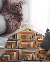 Tappeto in pelle di vacchetta Patchwork in pelle marrone motivo geometrico a rombi 160 x 230 cm