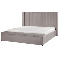 Letto velluto di colore grigio rete a doghe e cassapanca 180 x 200 cm stile moderno glam