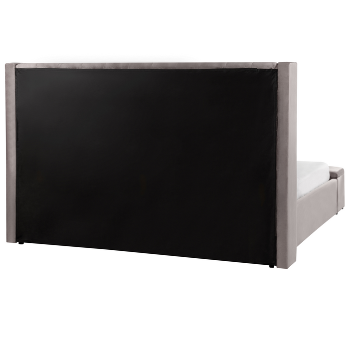 Letto velluto di colore grigio rete a doghe e cassapanca 180 x 200 cm stile moderno glam