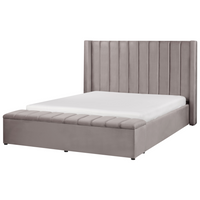 Letto velluto di colore grigio rete a doghe e cassapanca 160 x 200 cm stile moderno glam