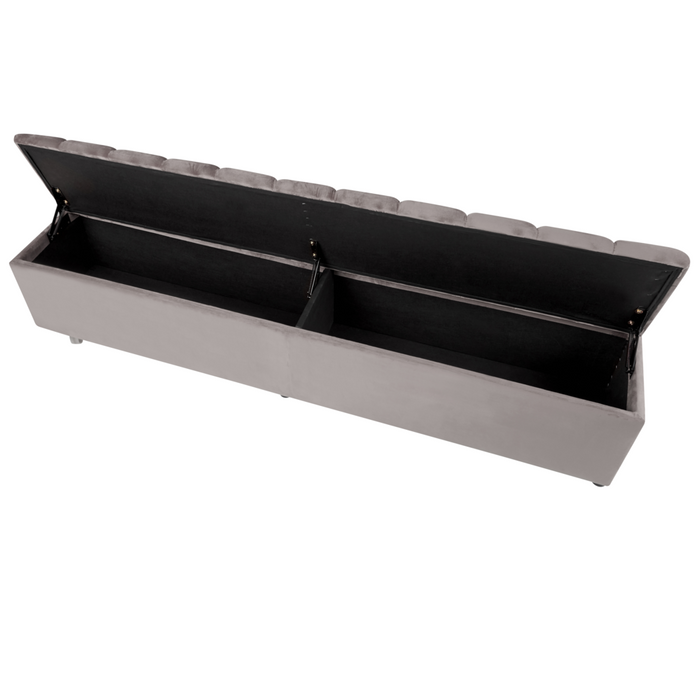 Letto velluto di colore grigio rete a doghe e cassapanca 160 x 200 cm stile moderno glam