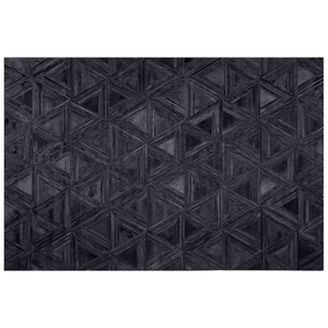 Tappeto Nero Pelle Di Vacchetta 160 x 230 cm Motivo Artigianale A pelo corto Moderno
