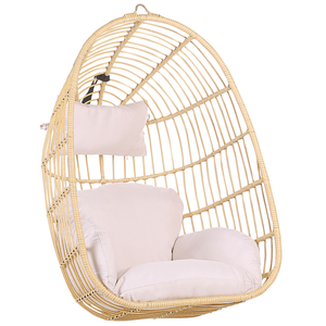Sedia sospesa poltrona pensile in rattan beige a forma di uovo per interni ed esterni a soffitto Boho