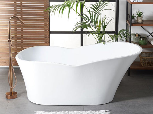 Vasca da bagno freestanding bianco lucido sanitario acrilico 1700 x 800 mm singolo ovale moderno design minimalista