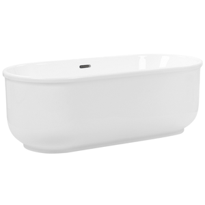 Vasca freestanding bianco lucido sanitario acrilico singolo ovale moderno design minimalista