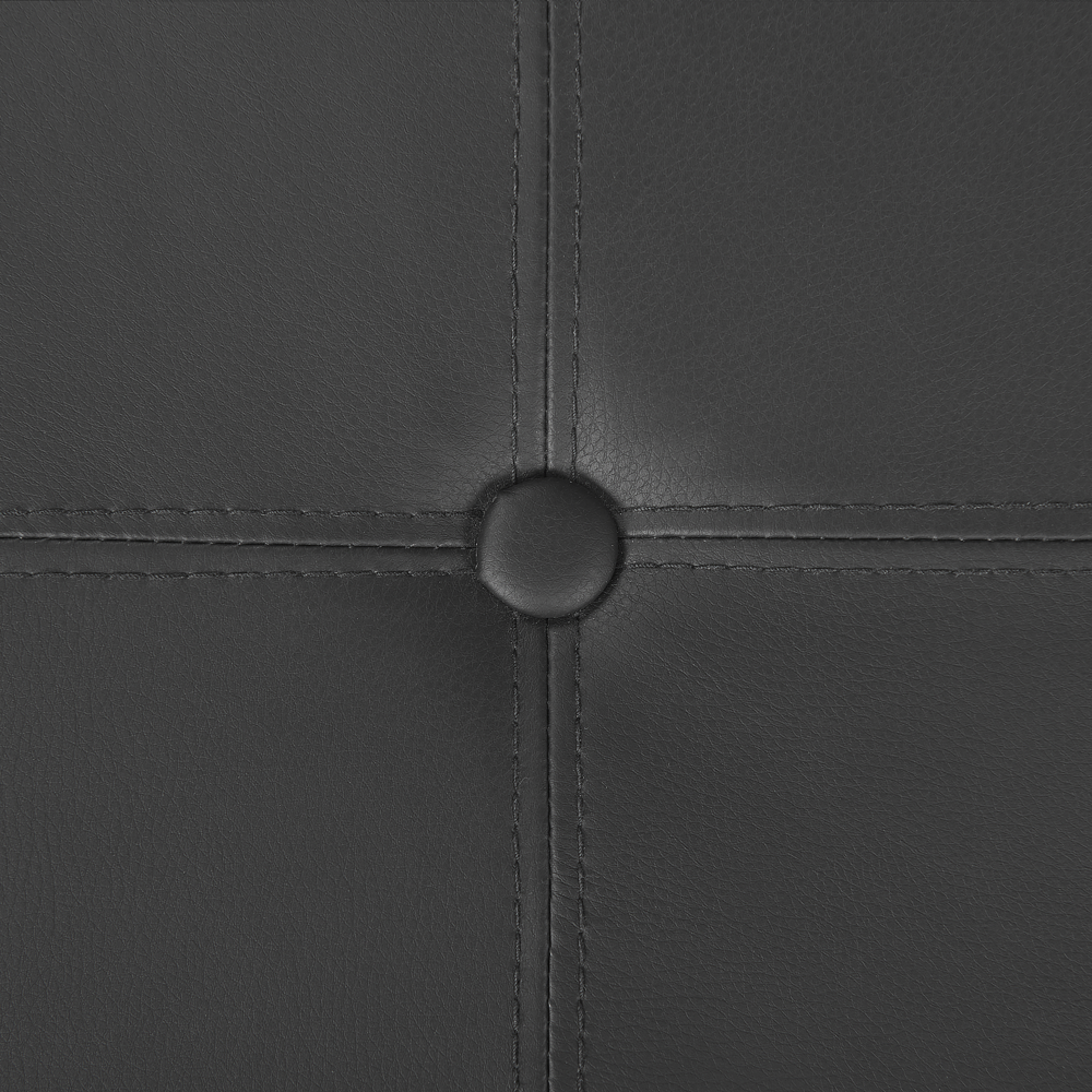 Pouf Ecopelle Nero 40 x 38 cm con Sgabello Contenitivo Glamour